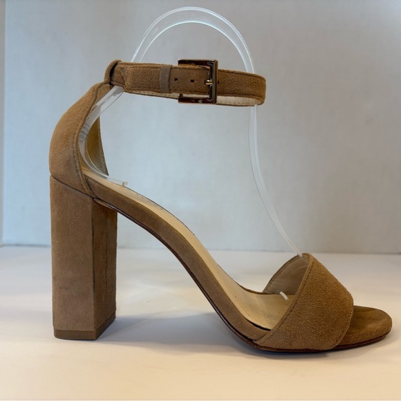 Nine West tan leather block heel open toe heels sandals size 7 M - Picture 3 of 11